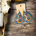 Tooled Cow Skull- Tooled Leather Earrings