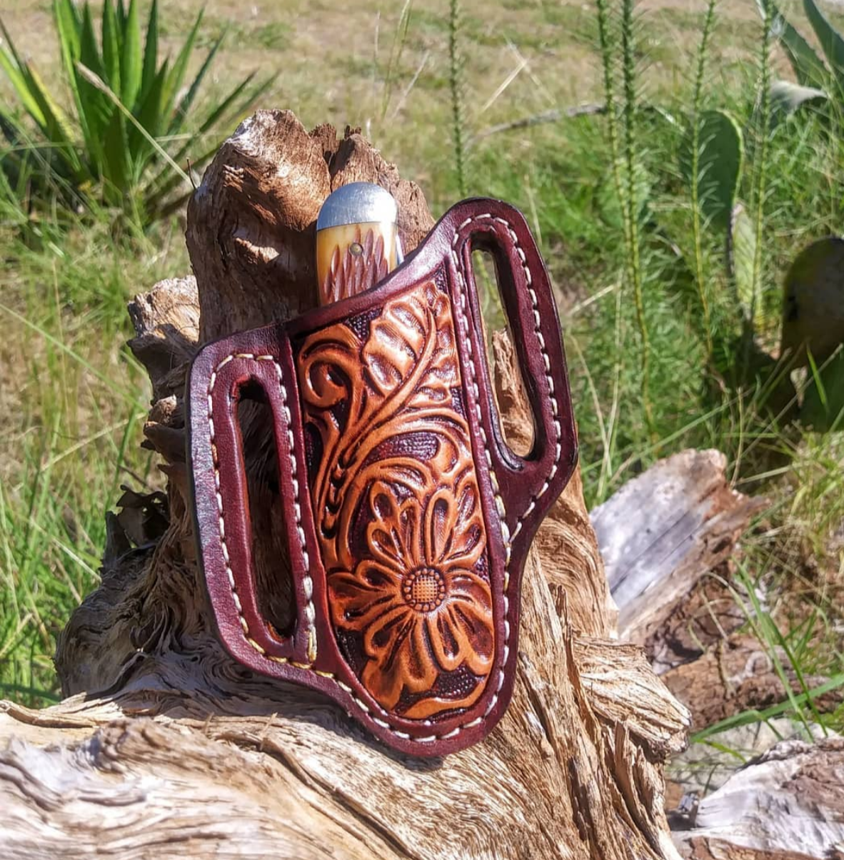 Floral Hand Tooled Knife Sheath