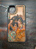IPhone 11 - Tooled Leather  Phone Case (Mare and Foal)