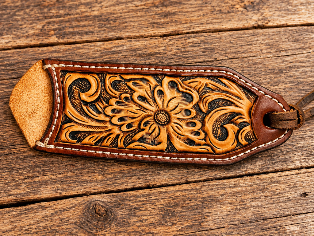 Traditional Western Floral - Hand Tooled Leather Cast Iron Pan Holder