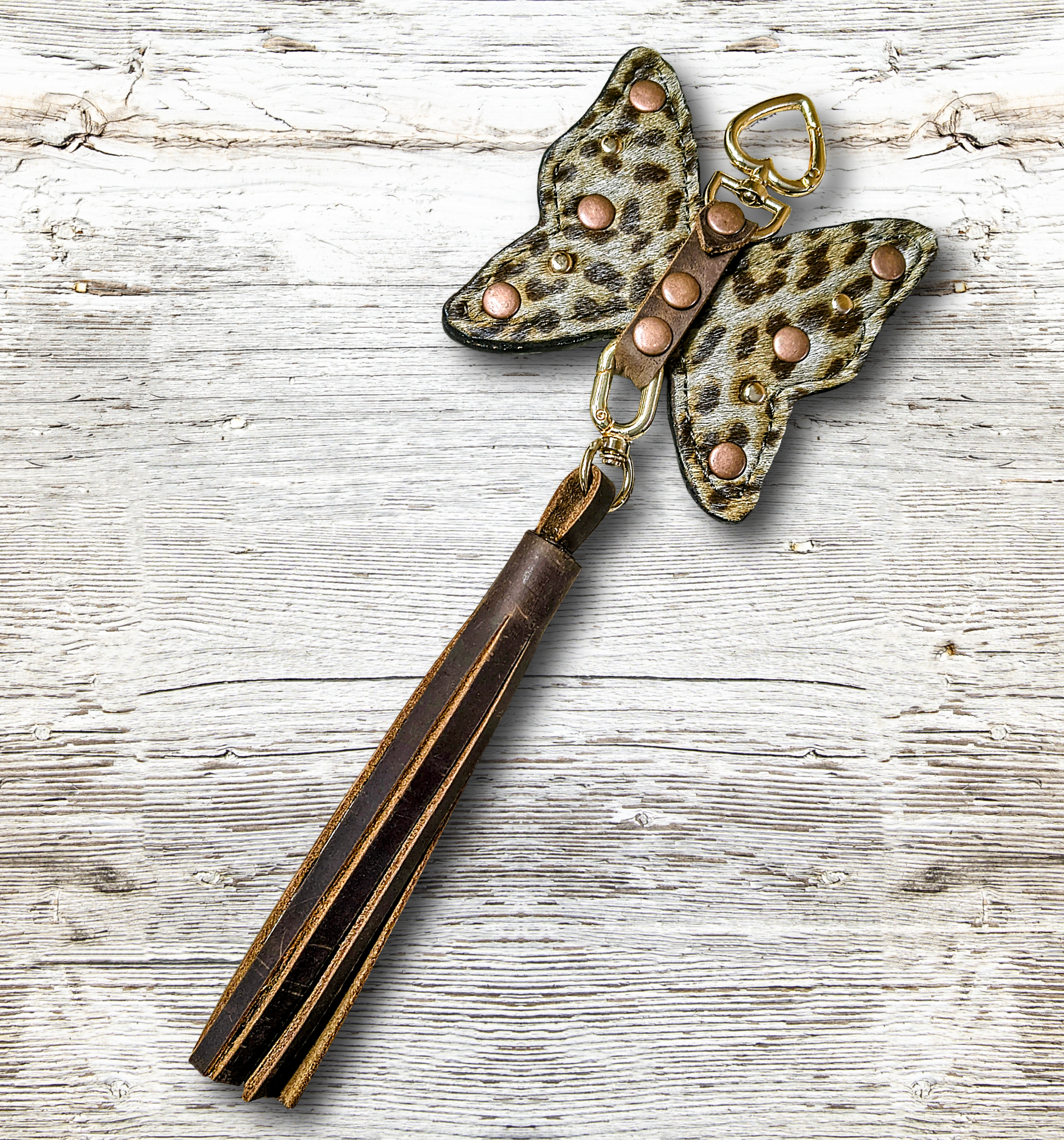 Butterfly Purse Charm - Cheetah Hair on Hide