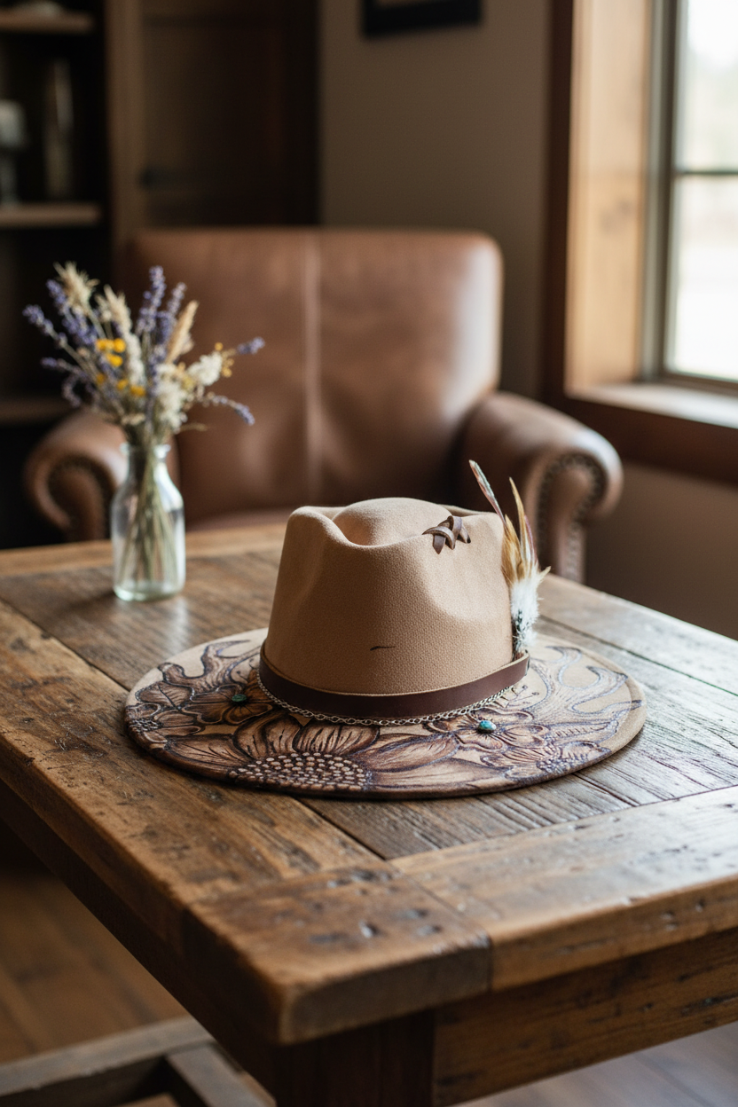 Wild & Free - Custom Hand burned Rancher Hat