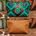 Embossed Aztec & Lizard Hide Make-up Bag