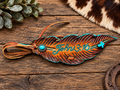 John 3:16 - Tooled Leather Feather Hatband Wrap