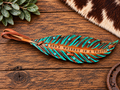 She's Whiskey In A Teacup - Tooled Leather Feather Hatband Wrap