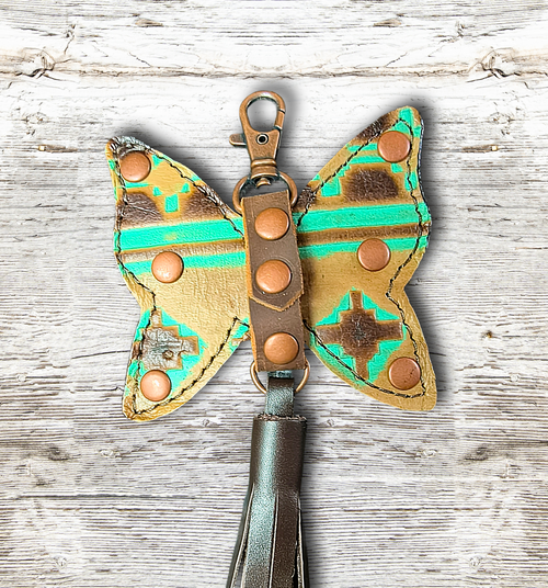 Butterfly Purse Charm - Aztec Embossed