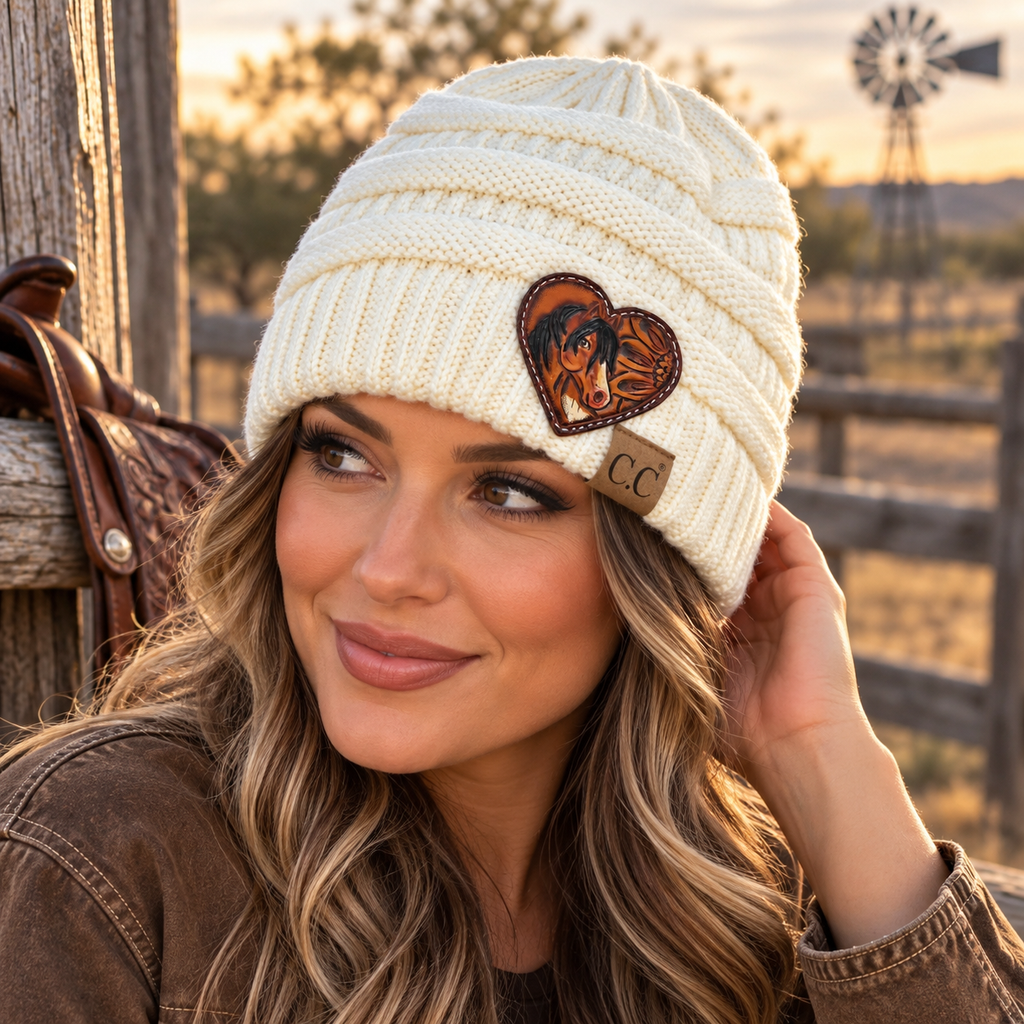 Western Horse Heart Beanie