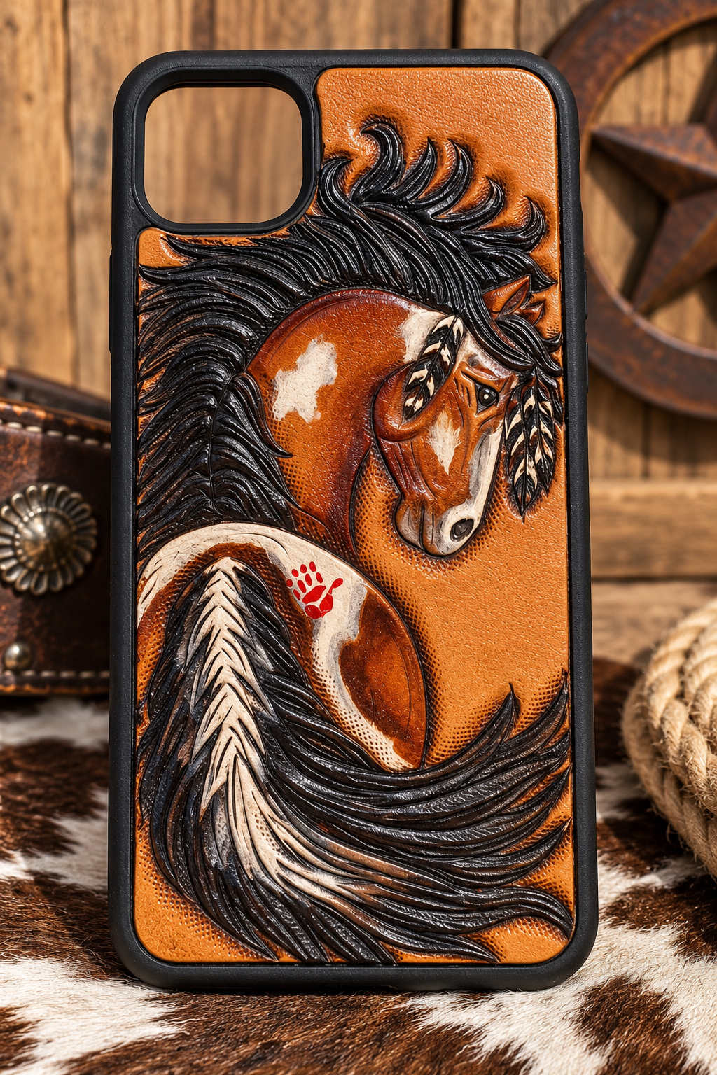 IPhone 11 - Tooled Leather  Phone Case (War Horse)