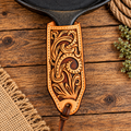 Natural Scrolls - Hand Tooled Leather Cast Iron Pan Holder