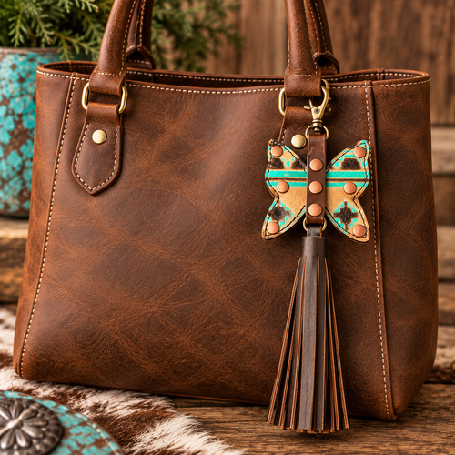 Butterfly Purse Charm - Aztec Embossed