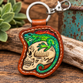 Iguana Skull - Tooled Leather Keychain