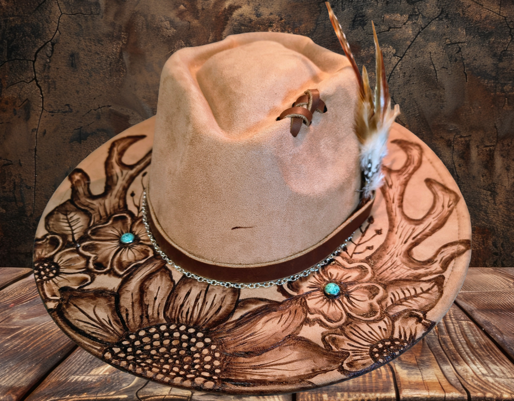 Wild & Free - Custom Hand burned Rancher Hat