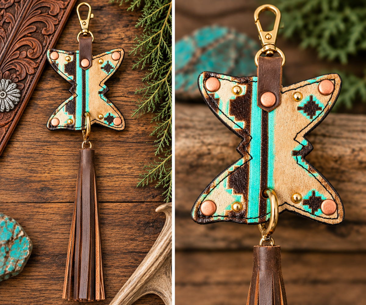 Butterfly Purse Charm - Aztec Embossed (Version 2)