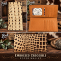 Cream Colored Embossed Crocodile Cowhide - Roper Wallet