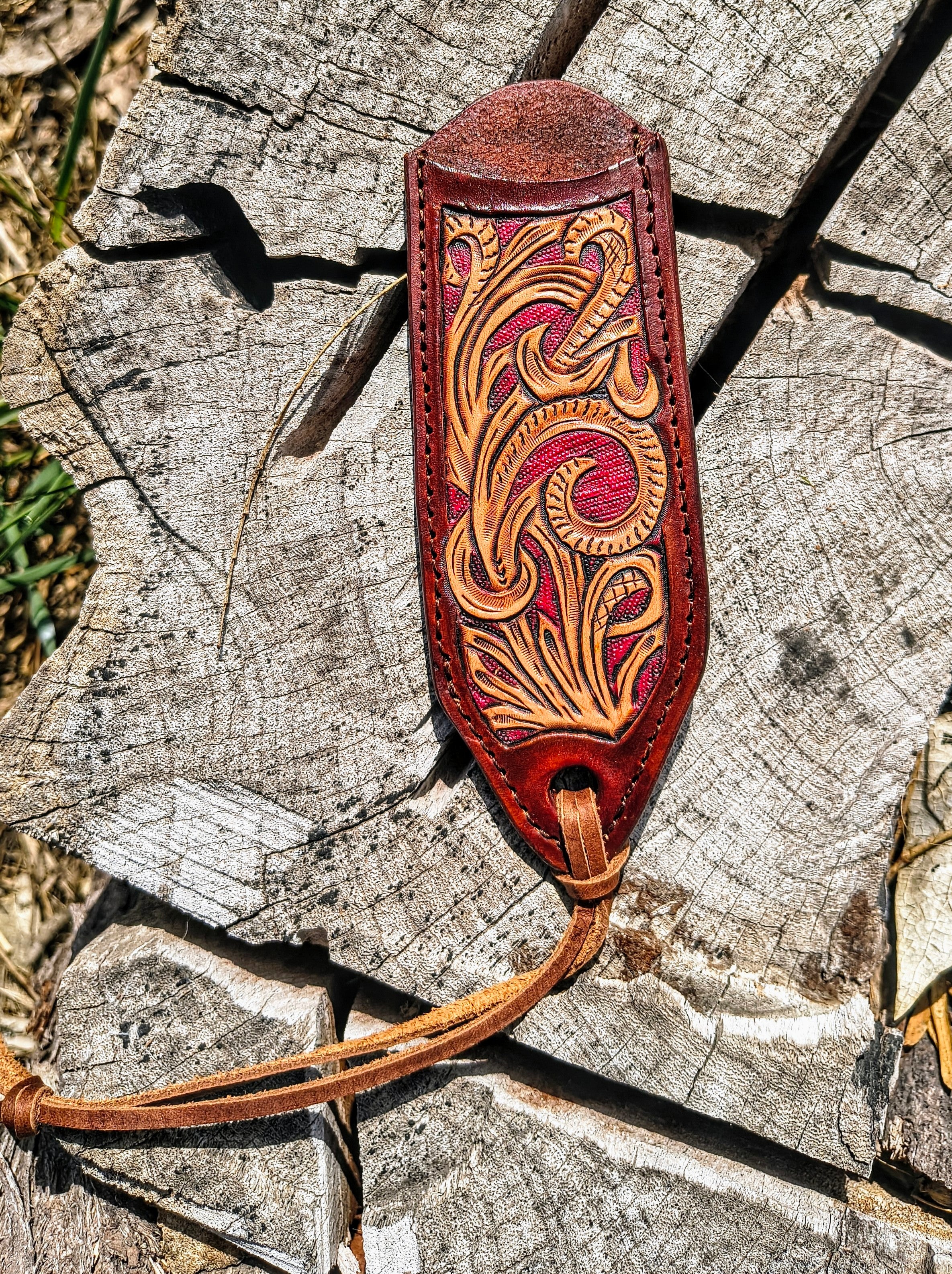 Hot Pink Tooled Leather Cast Iron Pan Holder