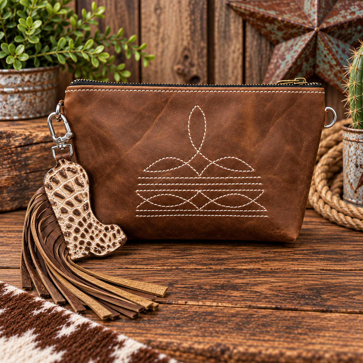 Desert Rose Western Wristlet