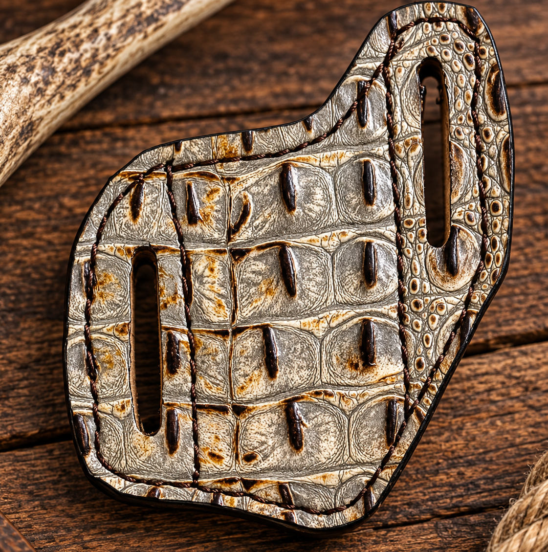 Embossed Fossil Gator Knife Sheath (10-16)