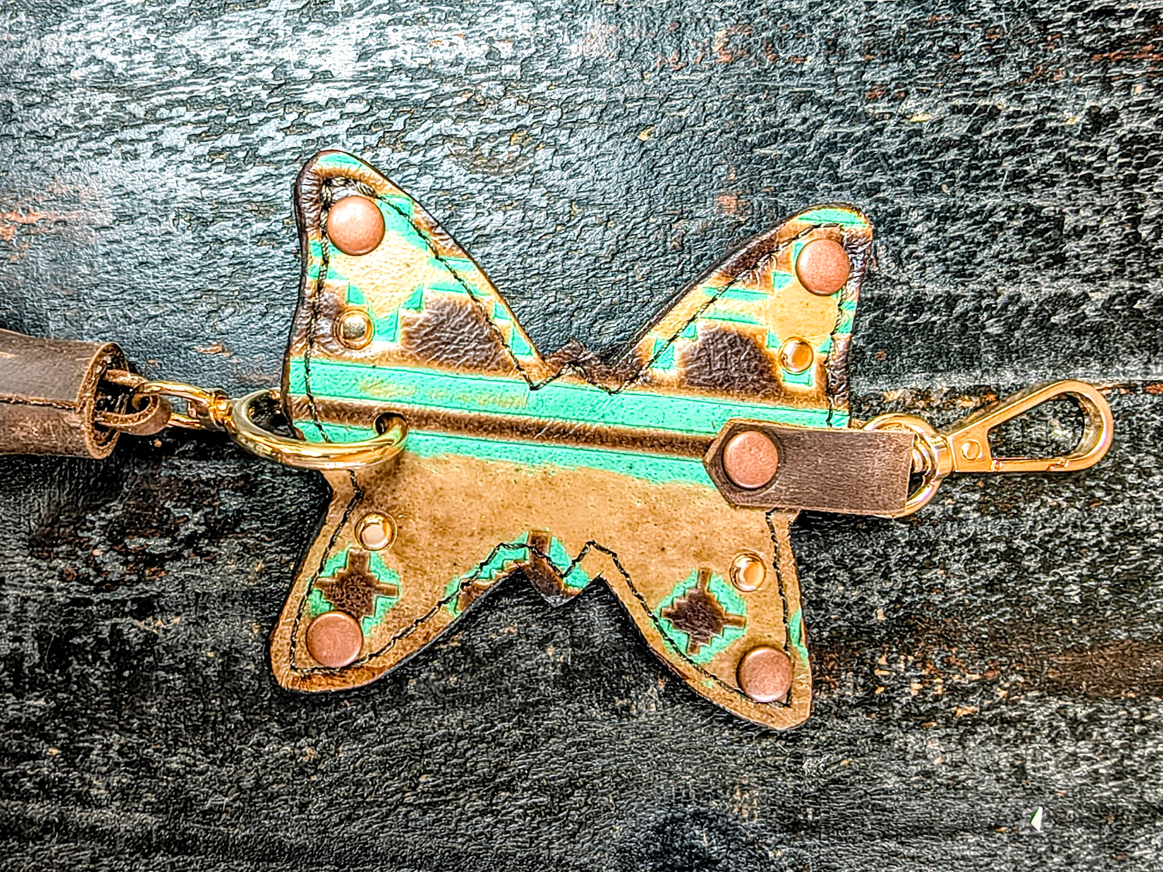 Butterfly Purse Charm - Aztec Embossed (Version 2)