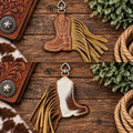 Tri Color Hair on Hide/Boot Stitched Cowboy Boot - Purse Charm