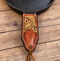 Leaf & Scrolls - Hand Tooled Leather Cast Iron Pan Holder