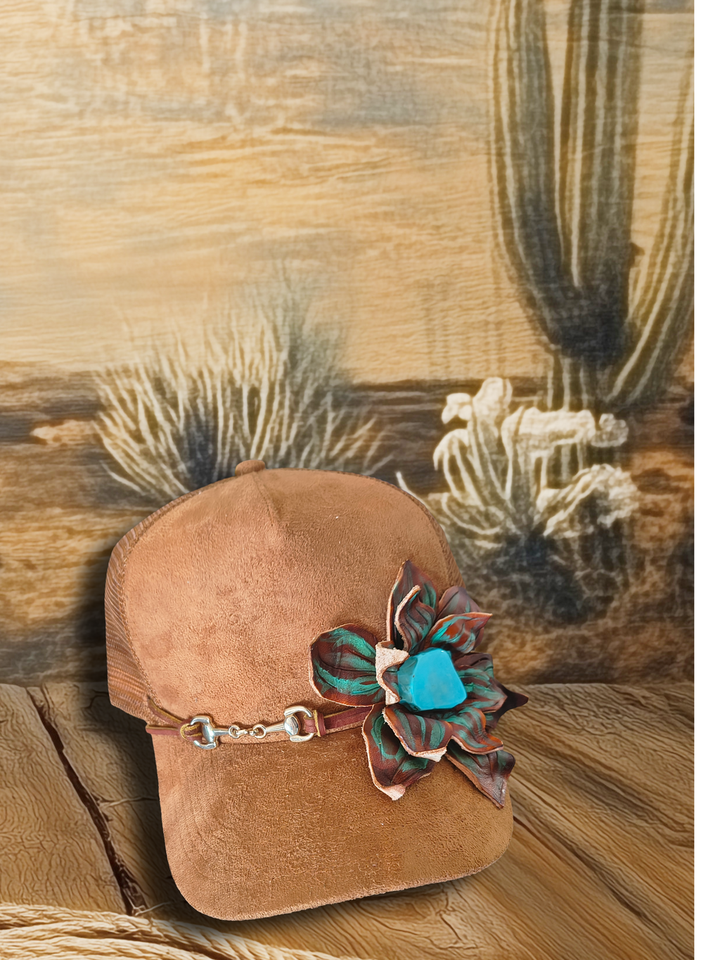 Snaffle Bit & Leather Flower Hat