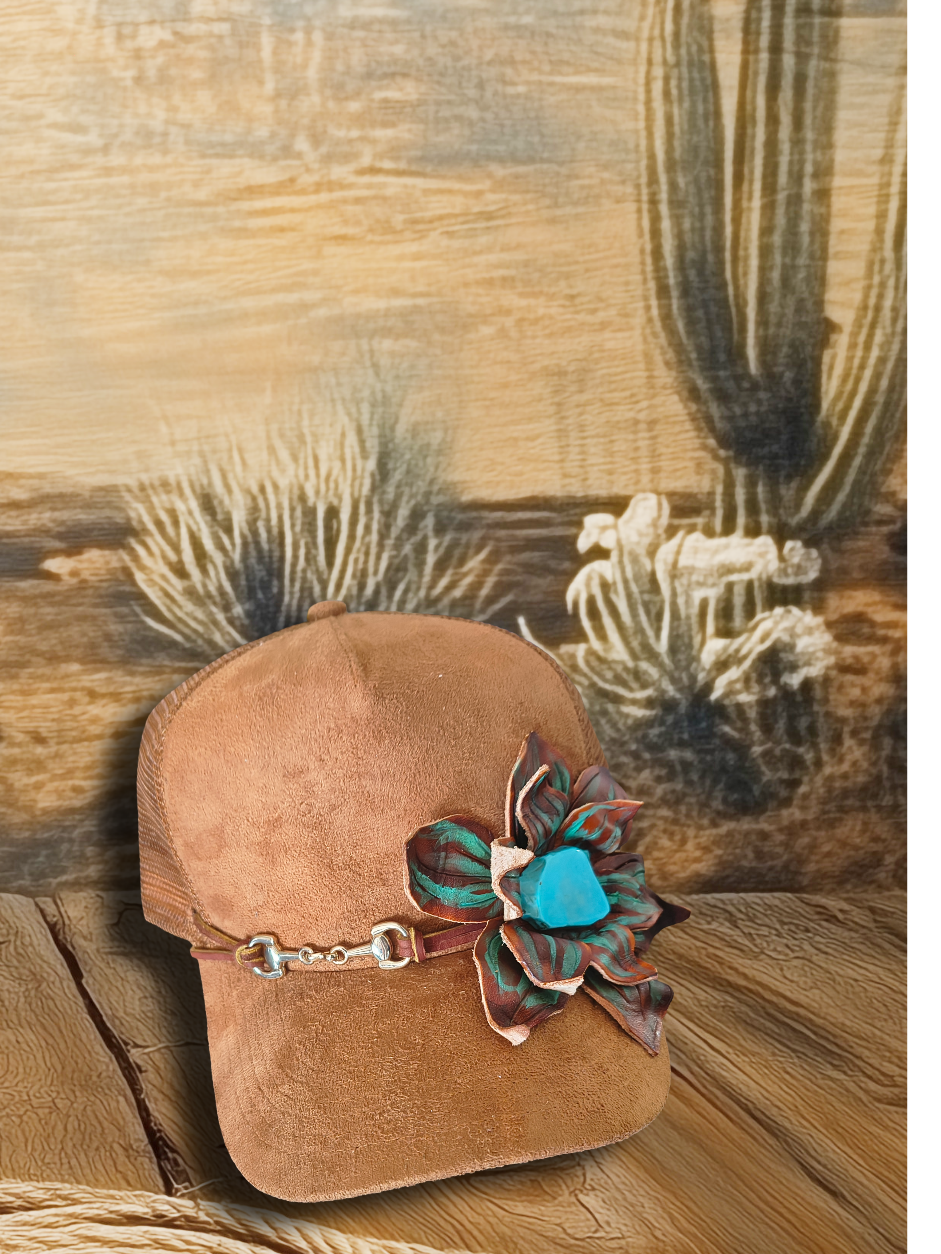 Snaffle Bit & Leather Flower Hat