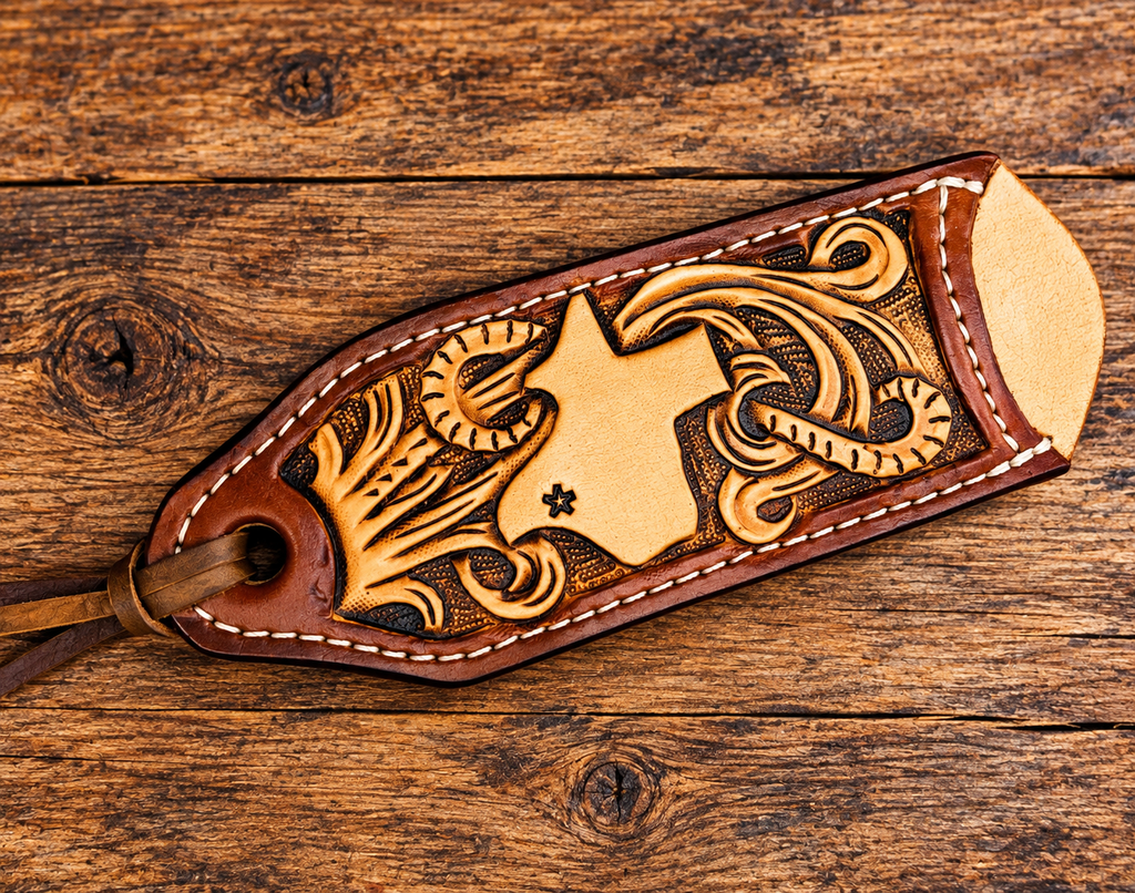 South Texas - Hand Tooled Leather Cast Iron Pan Holder