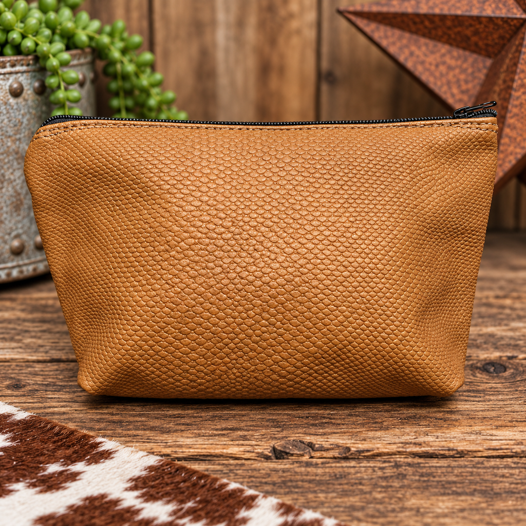 Embossed Aztec & Lizard Hide Make-up Bag