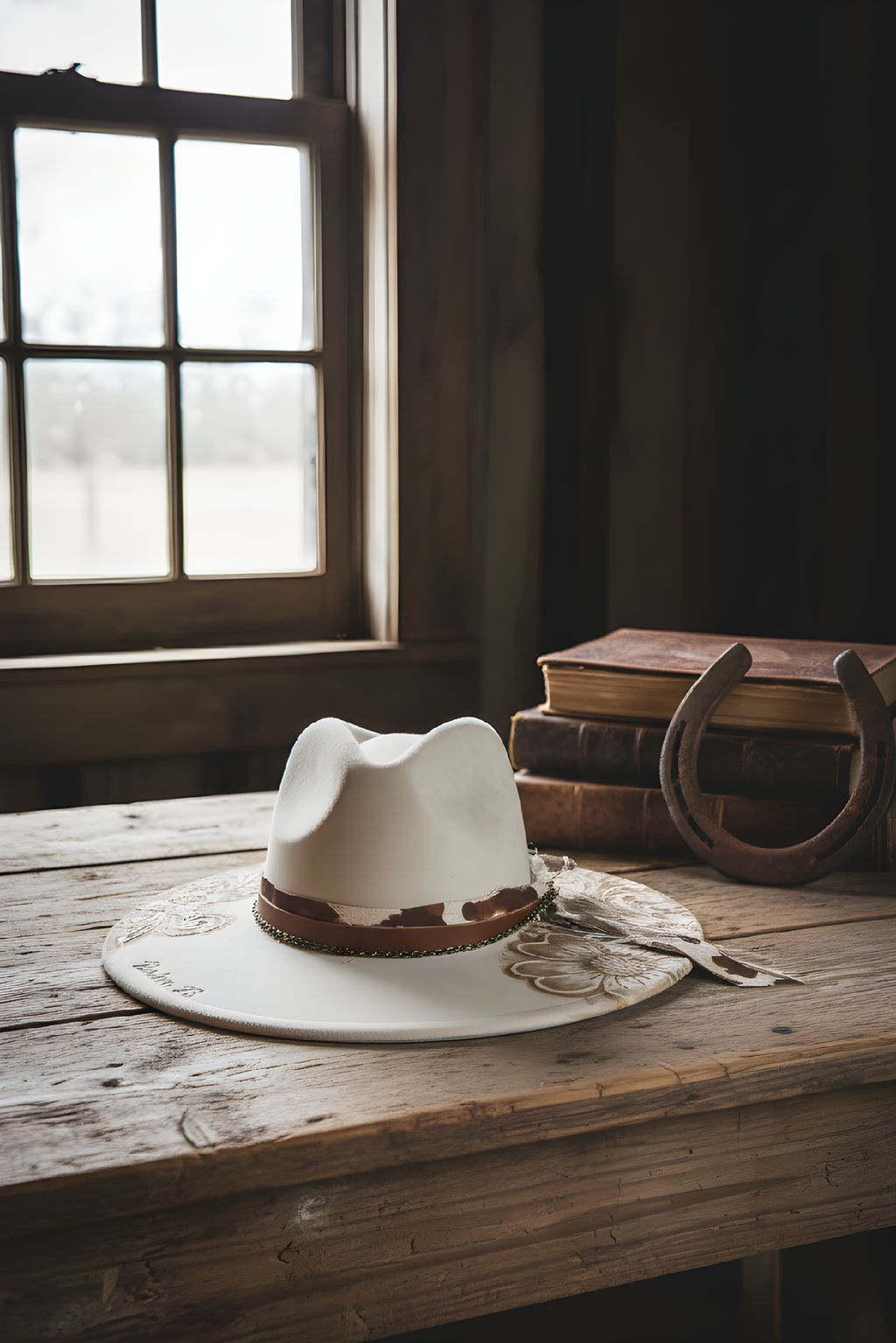 Faithful Cowgirl - Custom Hand Burned Rancher Hat