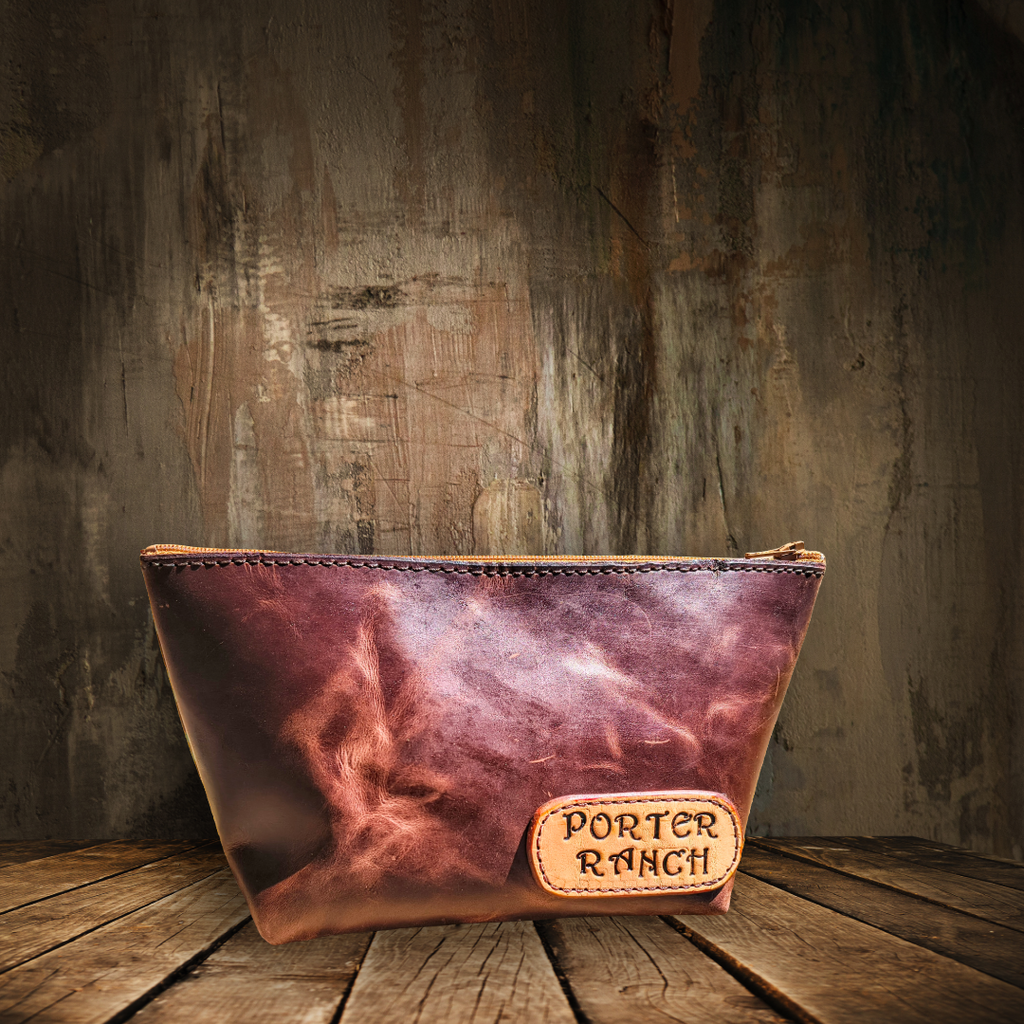 Personalized Leather Makeup Bag
