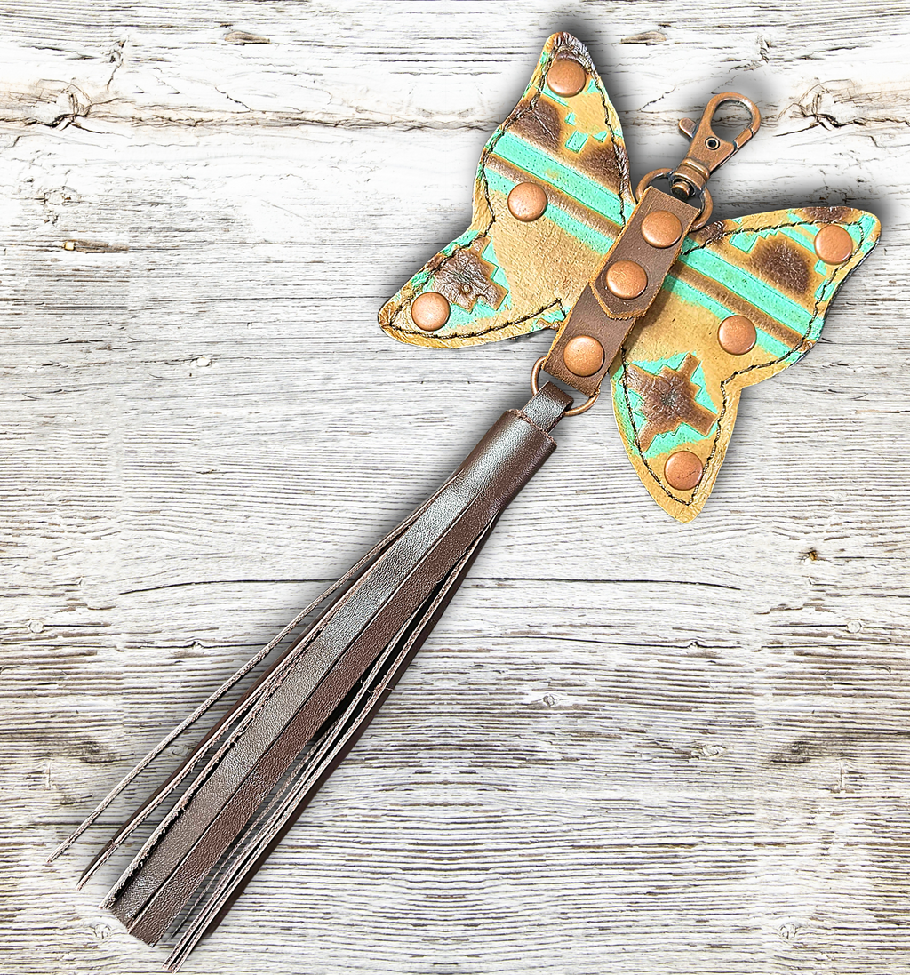 Butterfly Purse Charm - Aztec Embossed